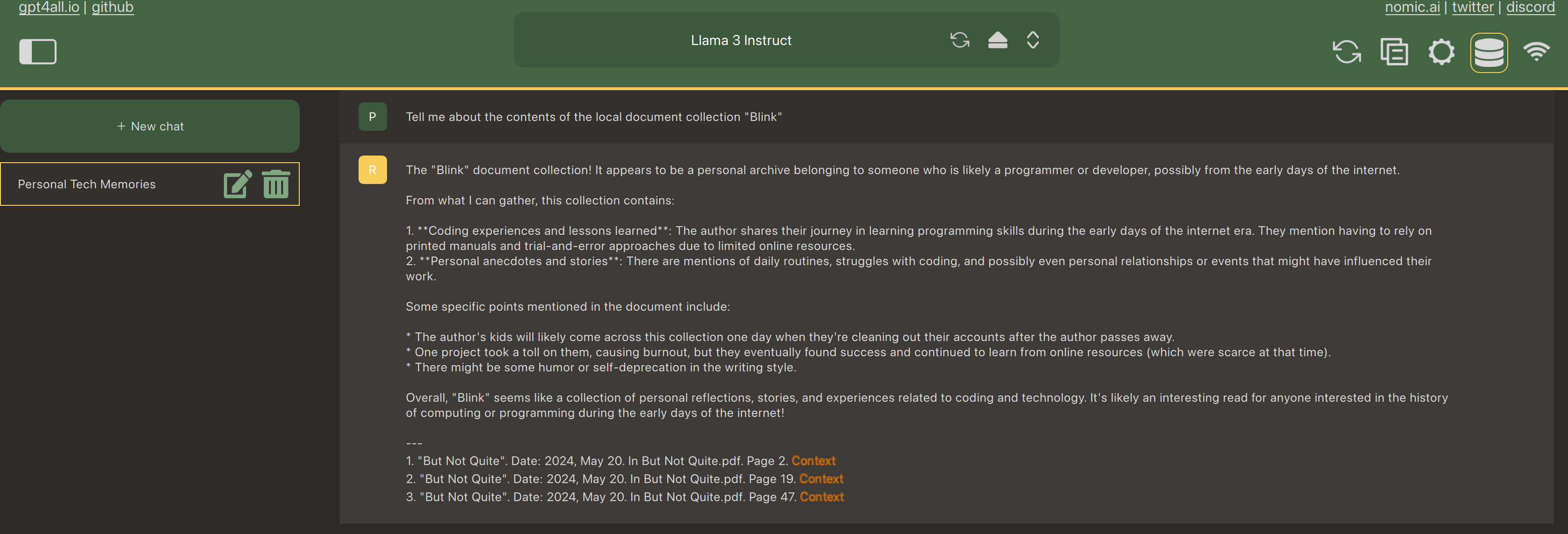 My first prompt with my local data set
