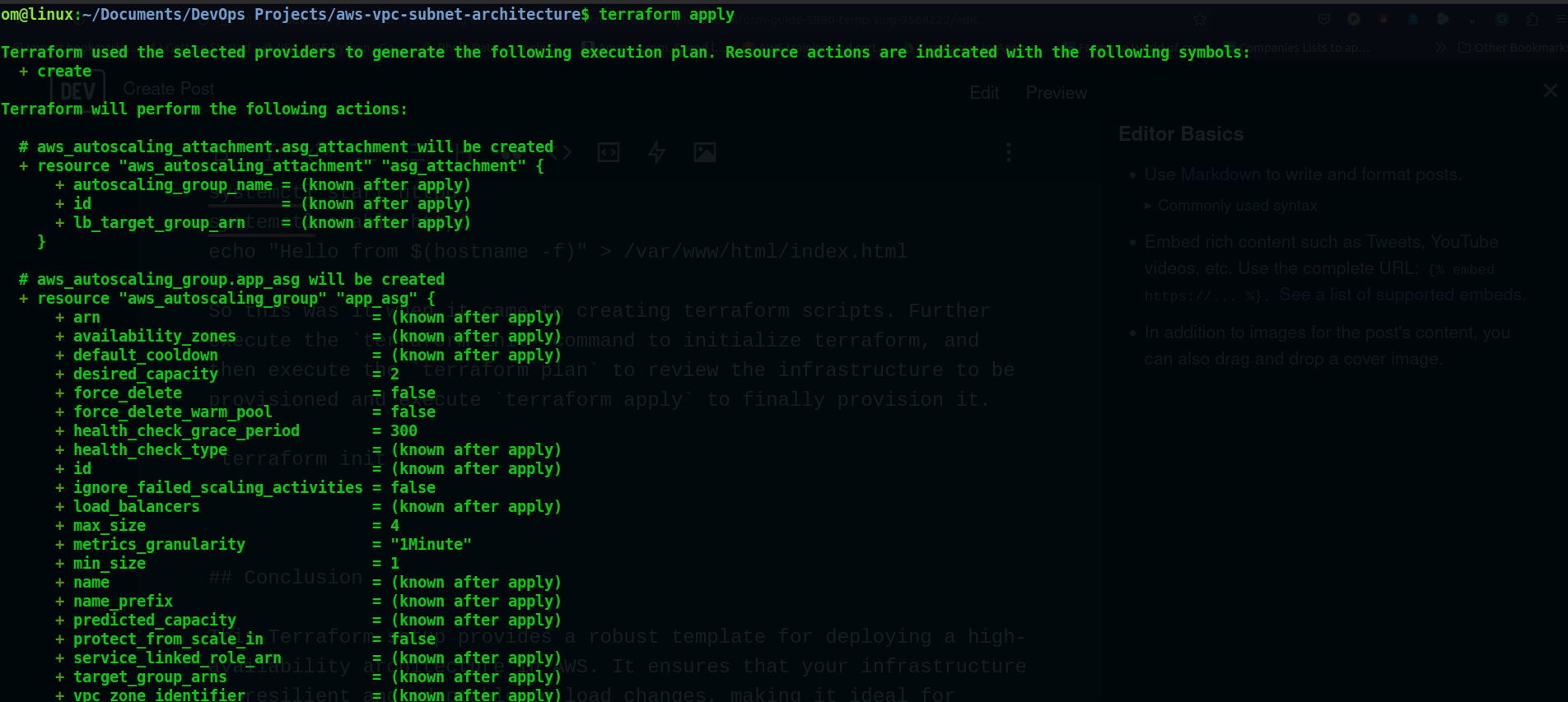 Output of terraform apply.