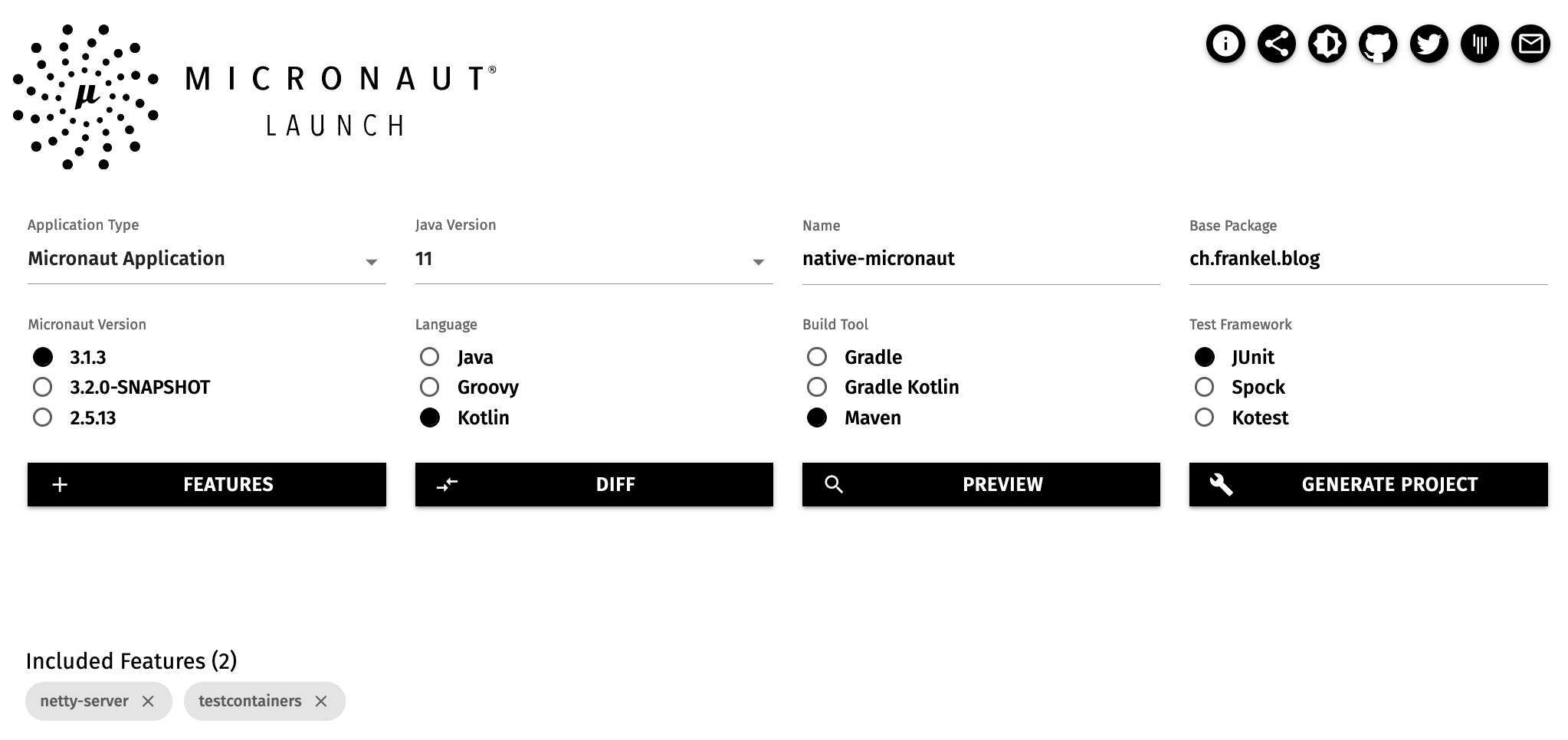 Micronaut Launch Web UI
