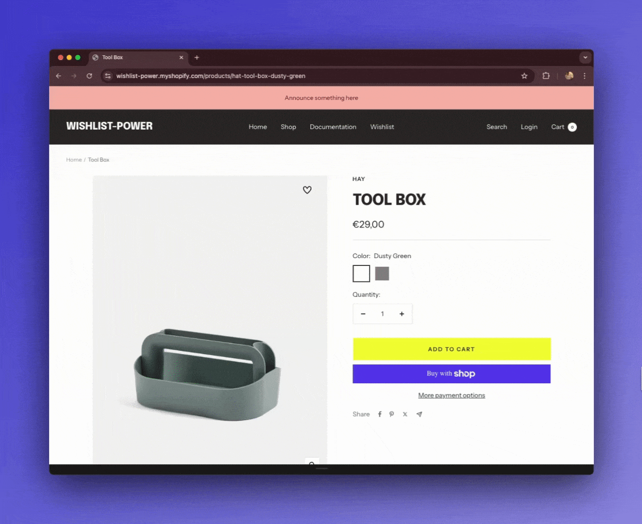 Wishlist icon in Shopify's Focal theme