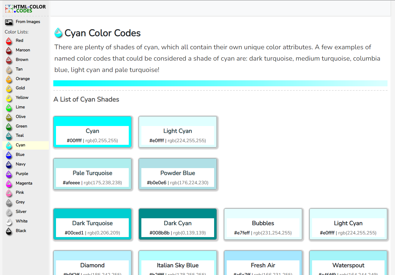 HTML Color Code shades