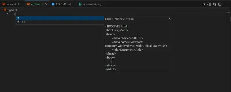 Emmet in VS Code