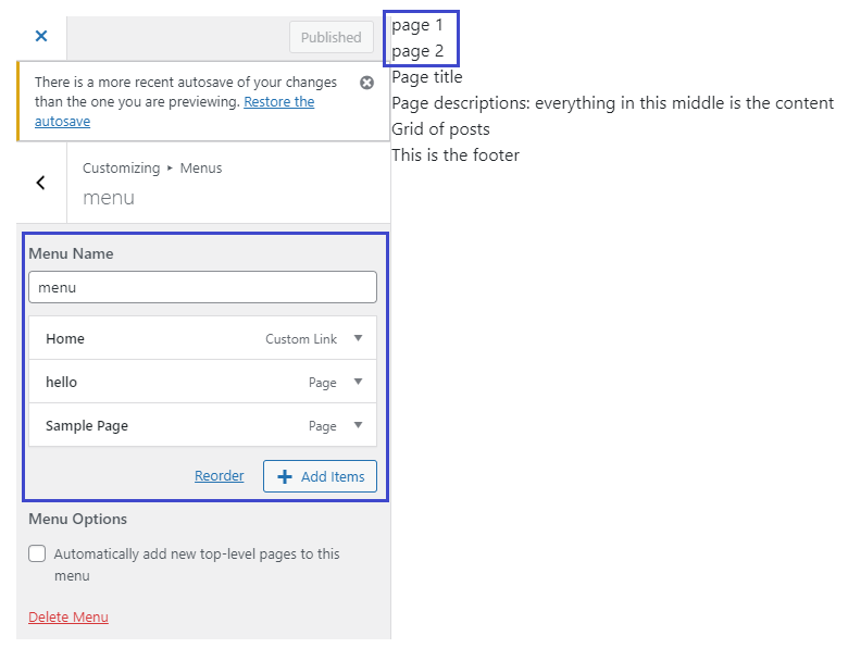 The menu item is fixed even if the menu we're trying to implement is different