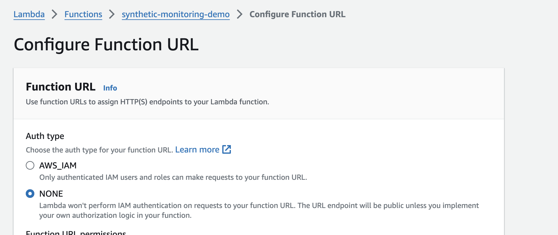 Create function url