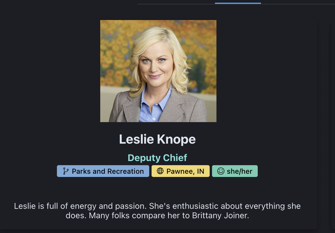 Speaker card with name, image, description, and bio details