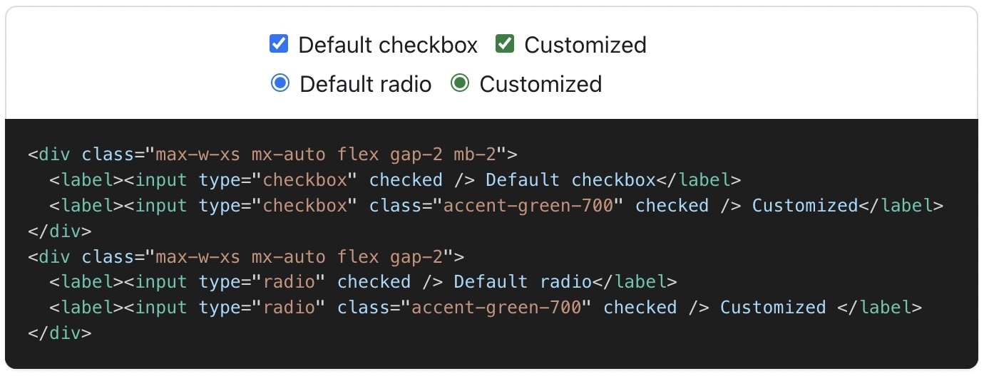 Checkbox and Radion custom color
