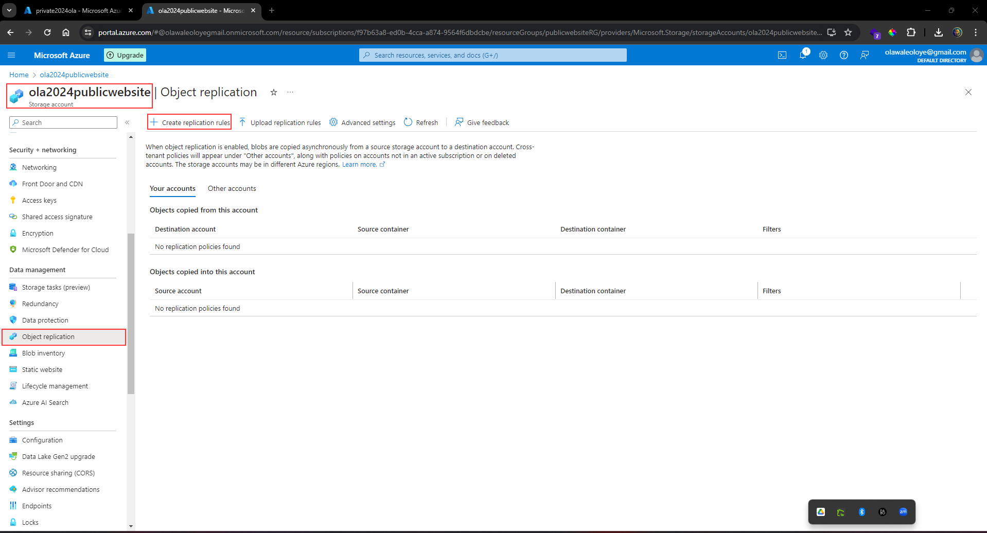 Create replication rules