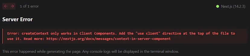 runtime error on nextjs