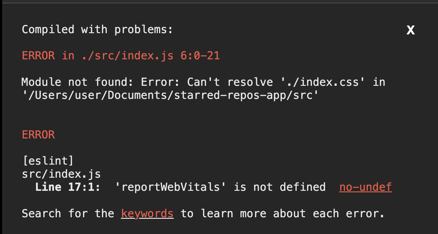error message