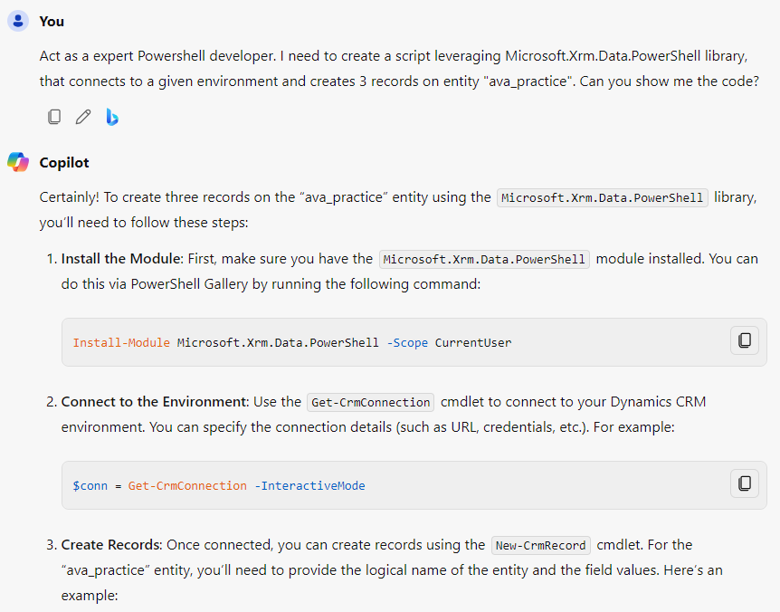 Chatting with Copilot