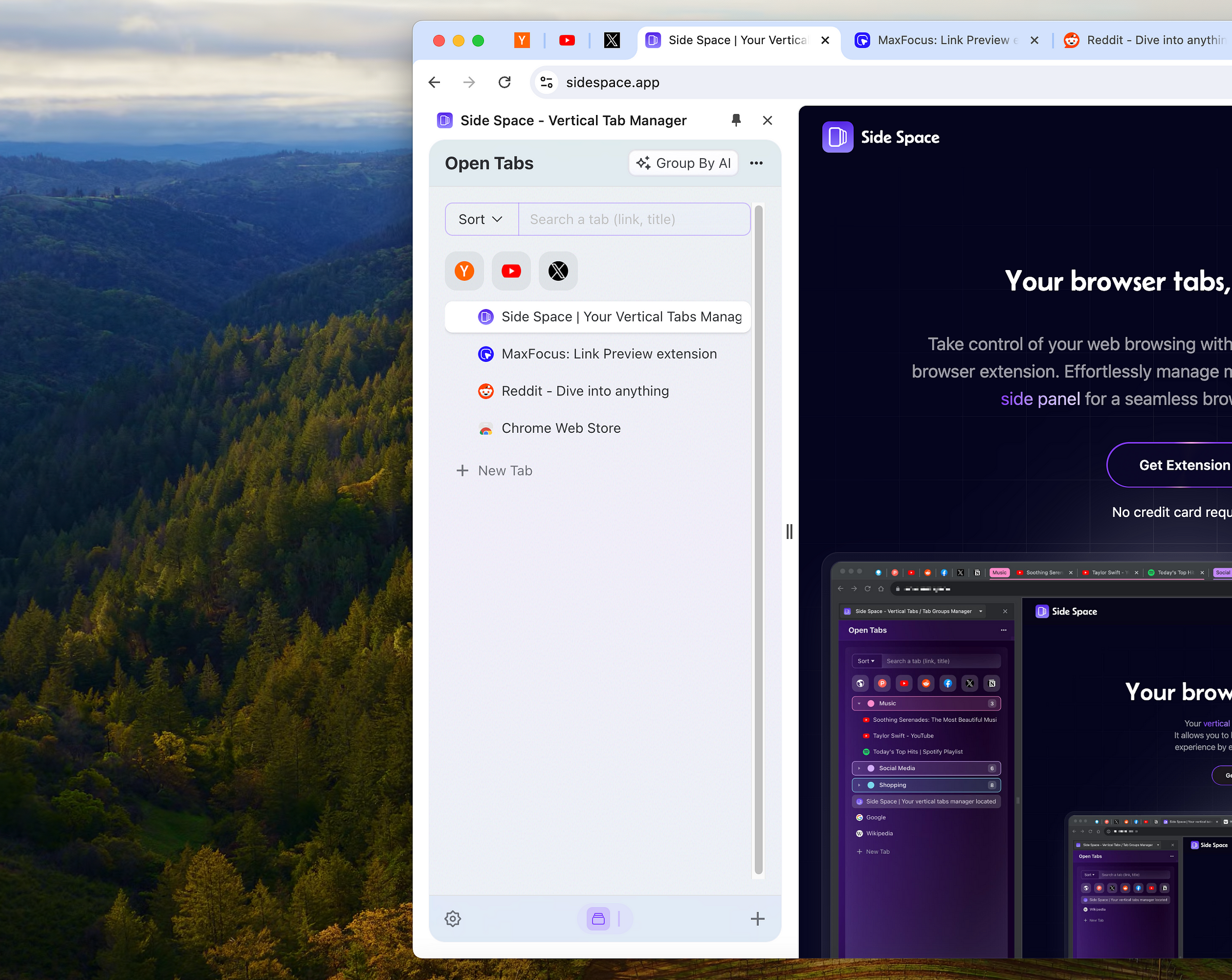 Vertical tab management with Side Space