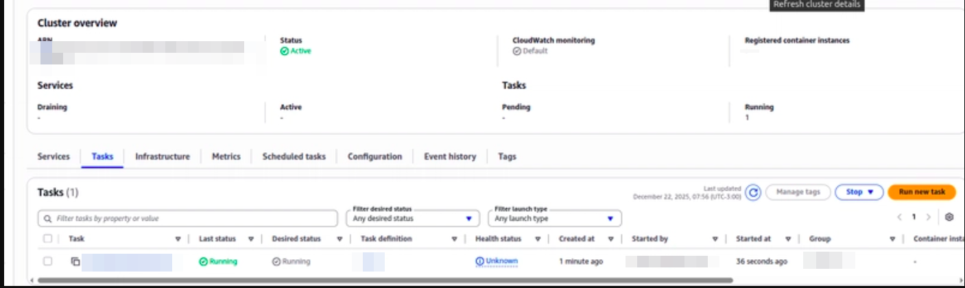 Task definition details