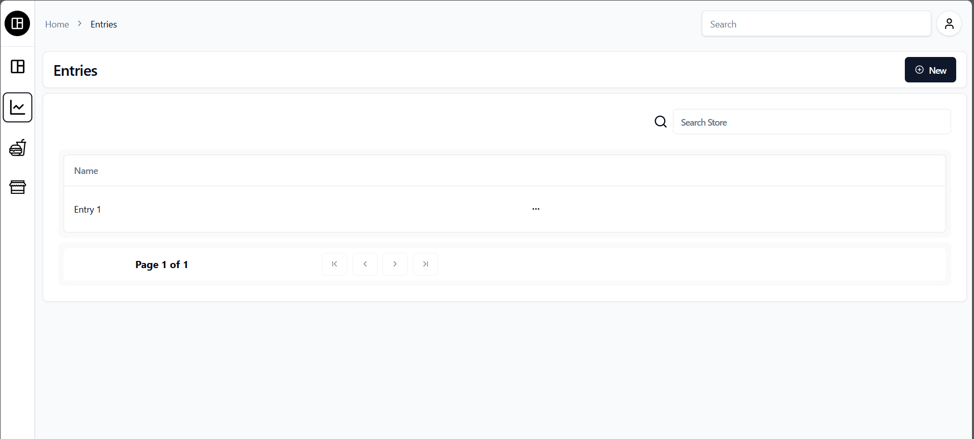 A display of data related to the entries that you do