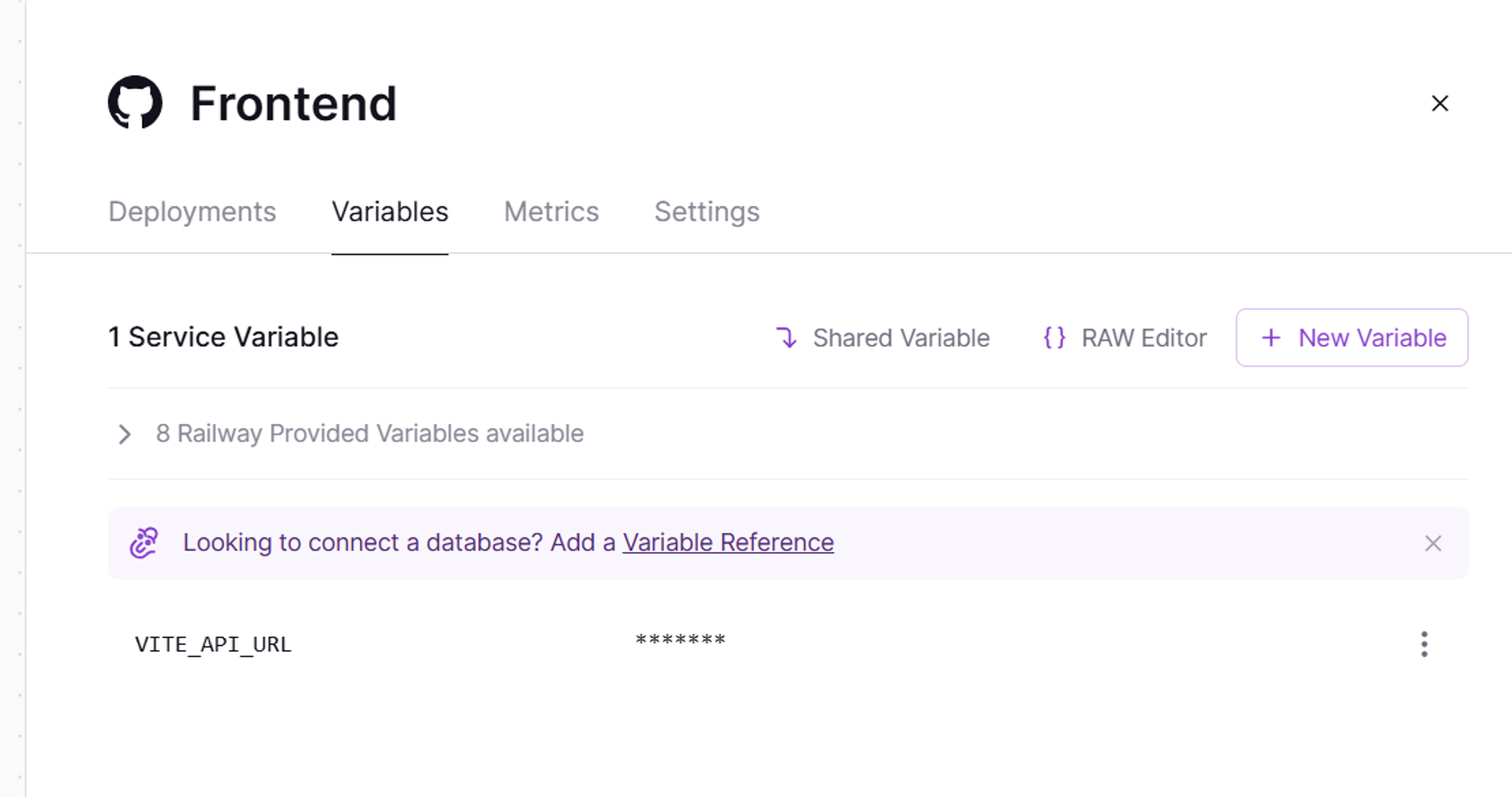 Setup of the vite api url env variable