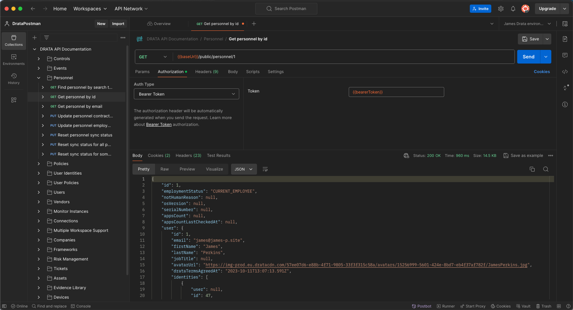 Successful Postman request