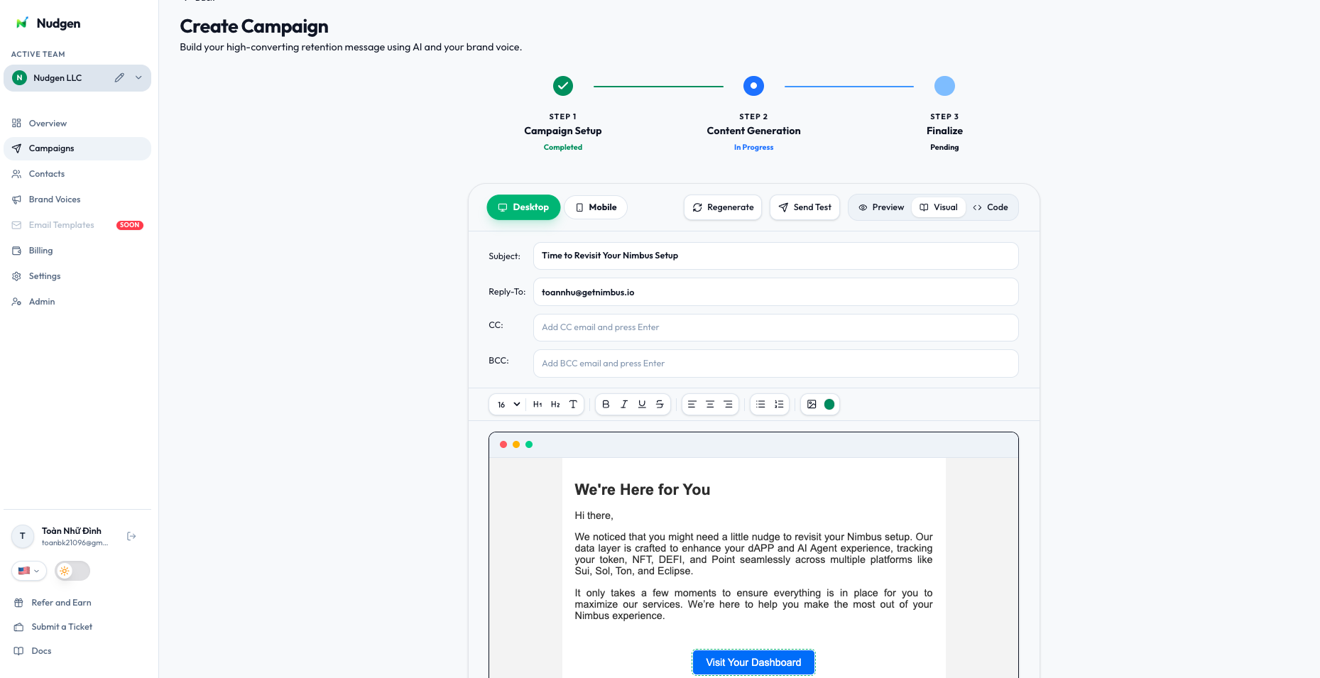 AI-personalized messages with an on-brand tone