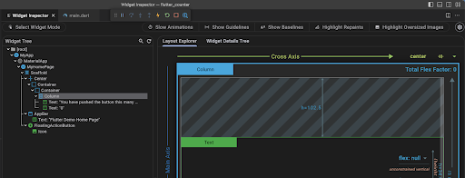 Flutter Inspector View