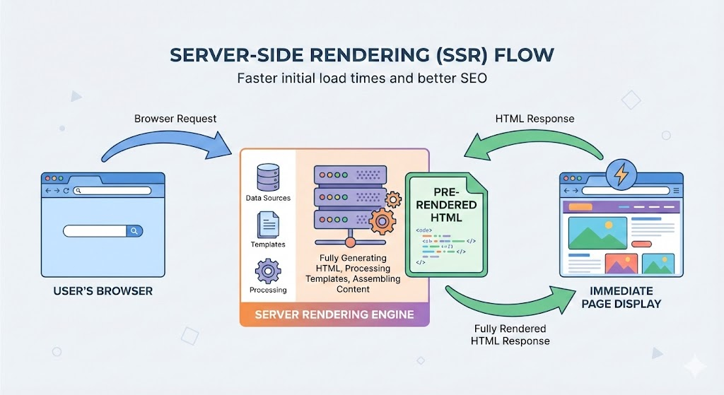 server side rendering (SSR) workflow
