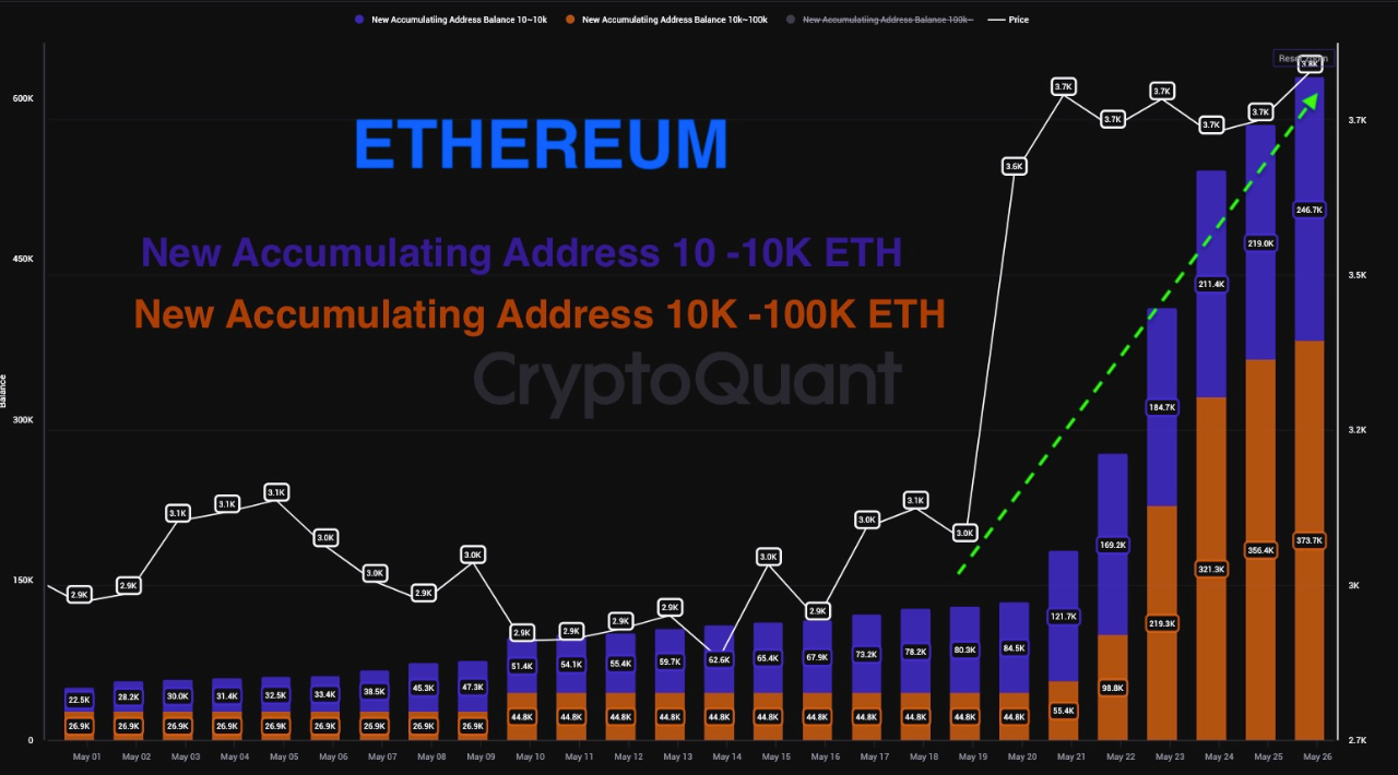 Ethereum: new accumulating address momentum. Source: elcryptotavo | CryptoQuant