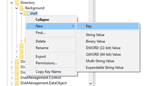 New key in Background/shell folder