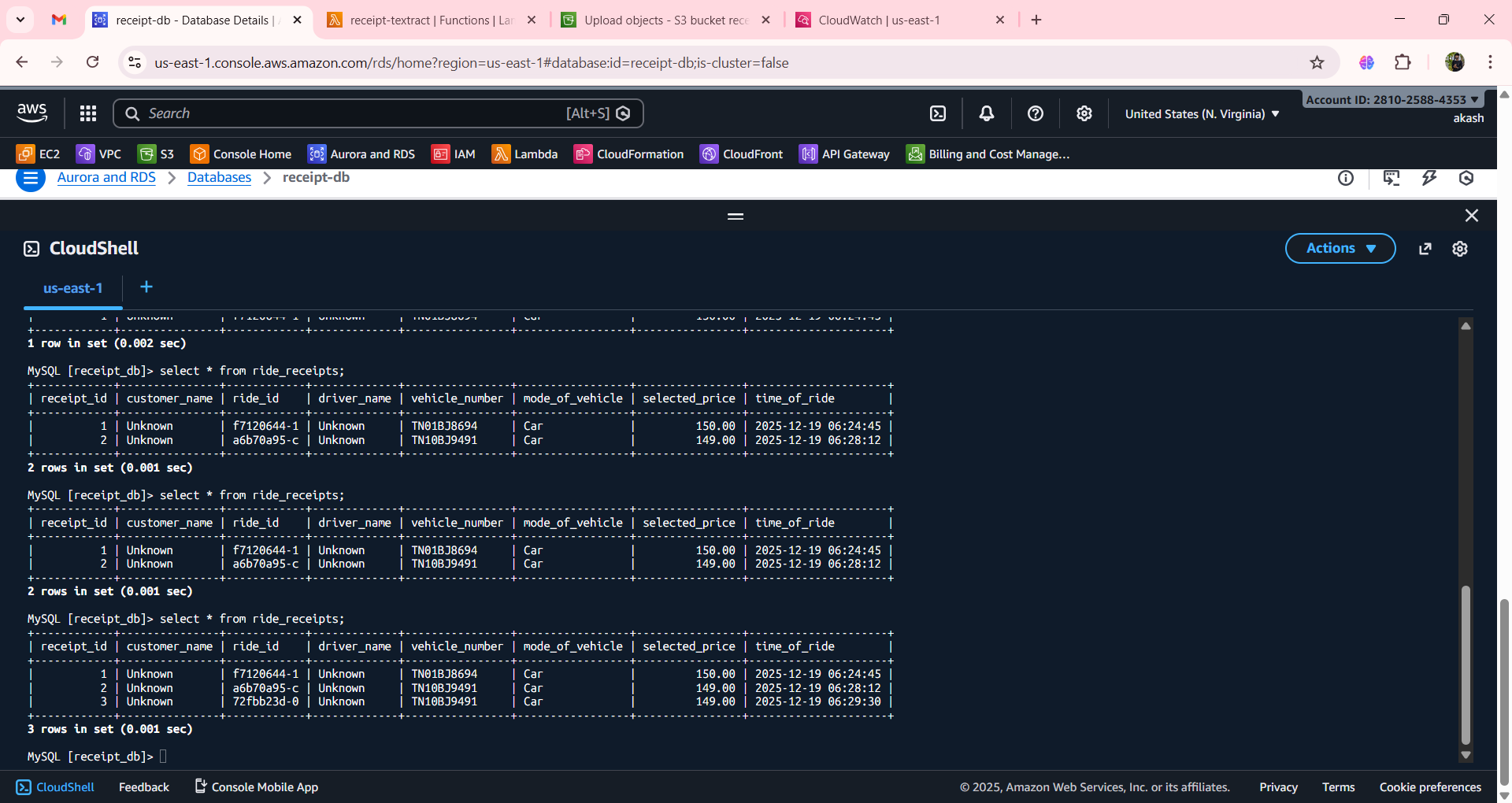 MySQL query result screenshot