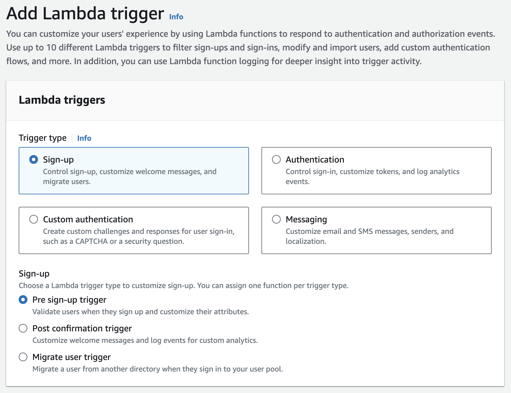 Lambda trigger setup