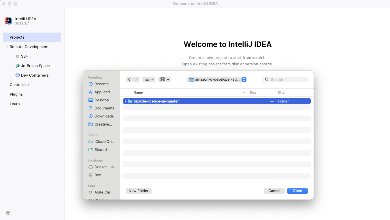 Open Project in Intellij