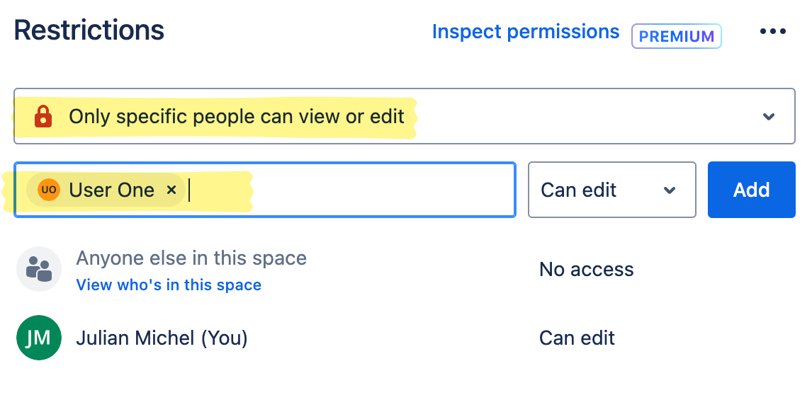 Confluence demo page - permissions