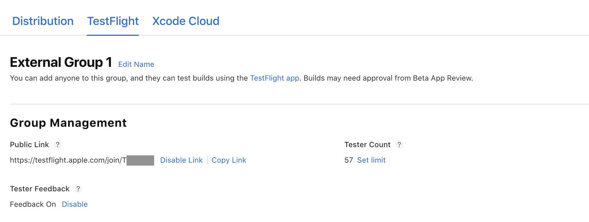 TestFlight public link