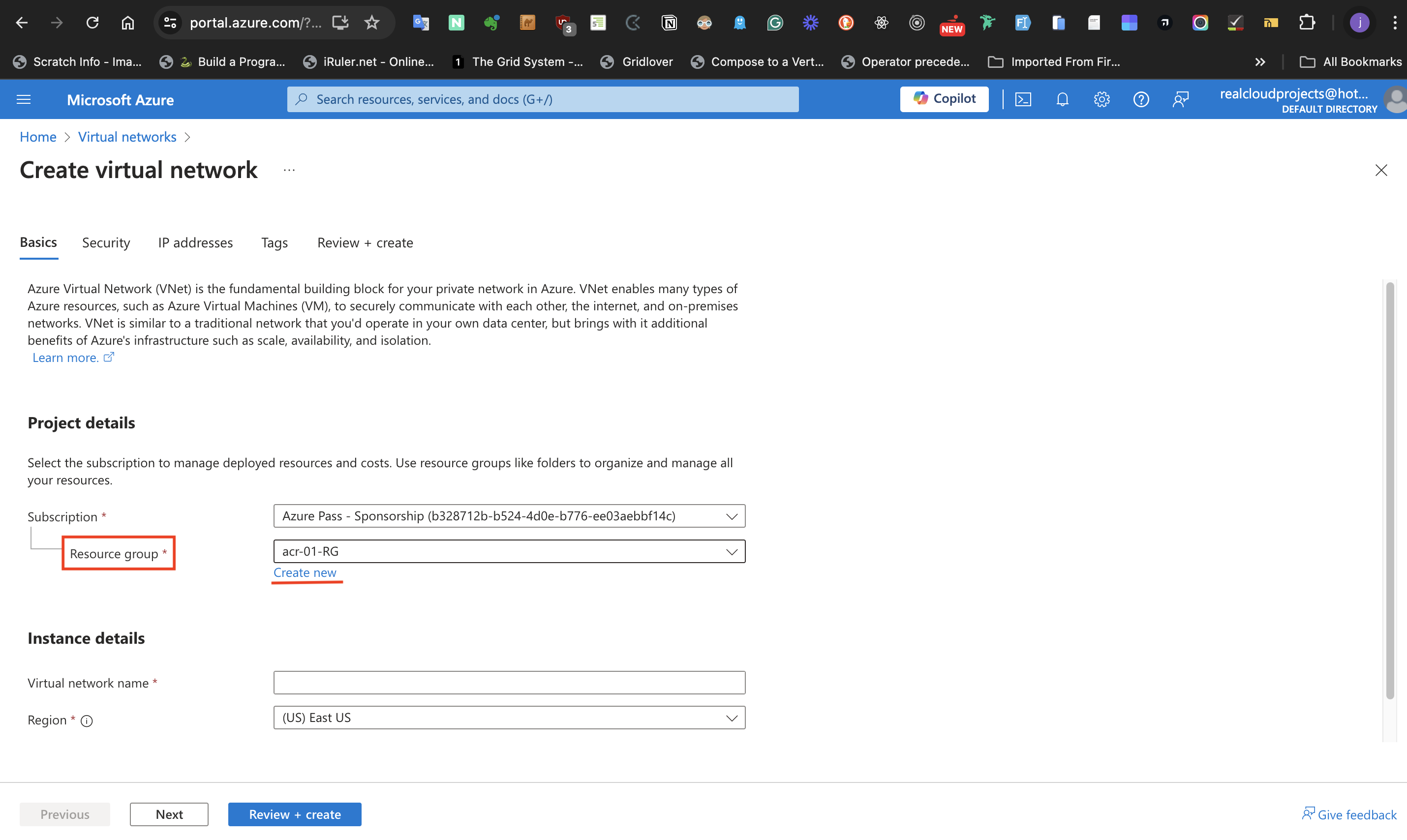 Create Resource group