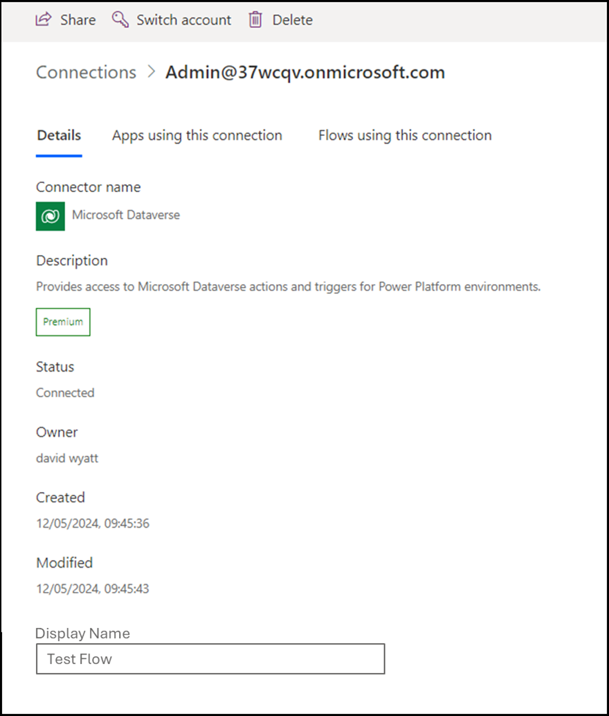 connection name settings