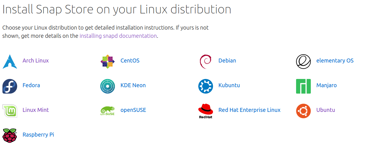 Some of the linux distros snap store is available for.