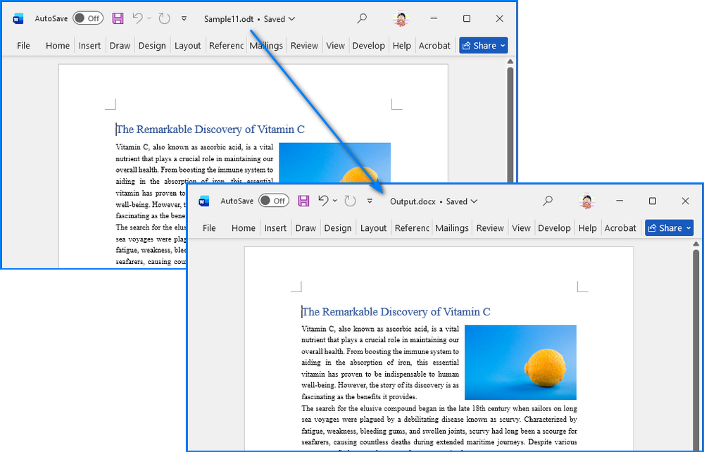 Convert ODT to DOCX with C#
