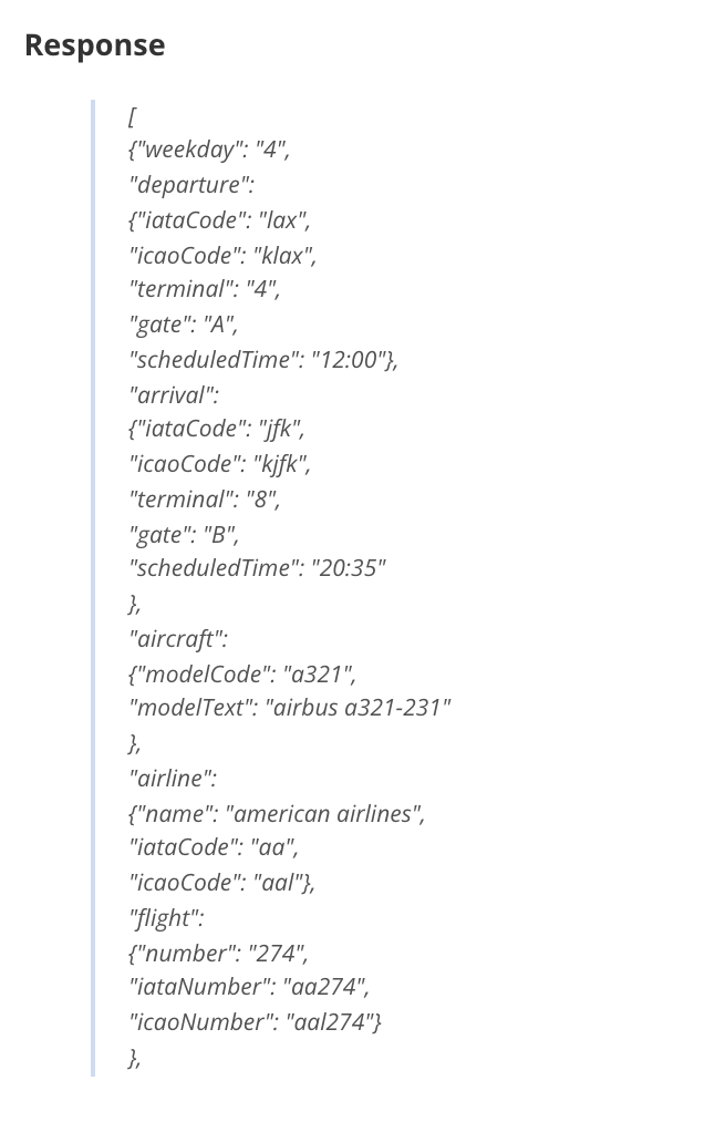Example Future Schedules API output