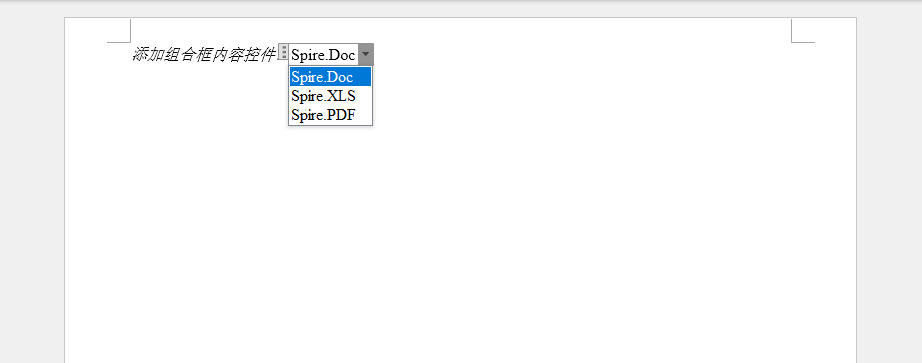 Adding Combo Box Content Controls