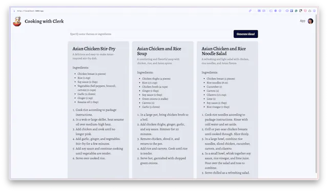 Cooking with Clerk with recipes generated