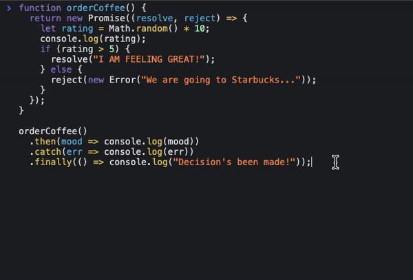 Rejected Promise Coffee Example