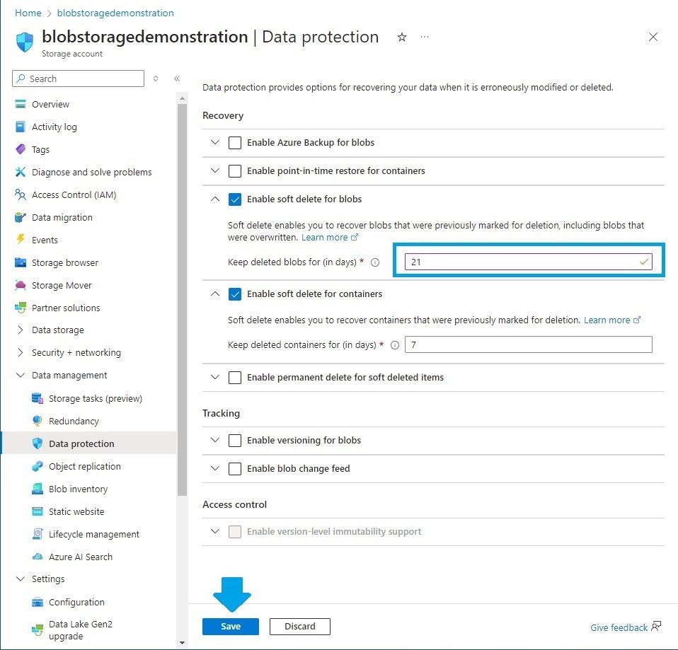 Changing the soft delete duration