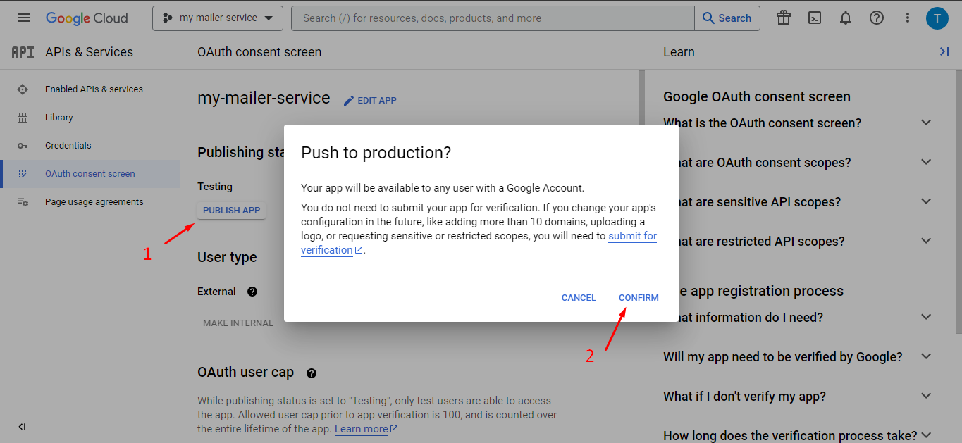 OAuth consent screen configuration (2)