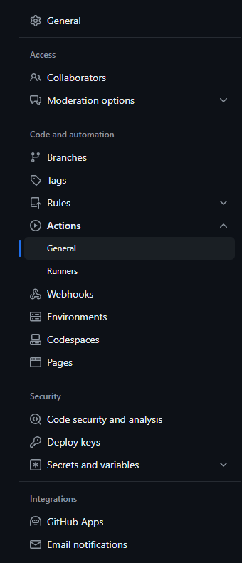 Actions Settings