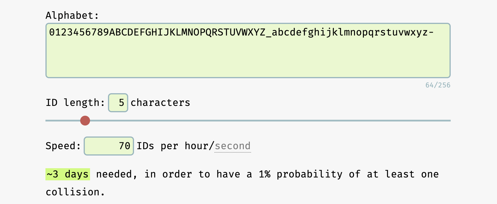 NanoId Collision Calculator