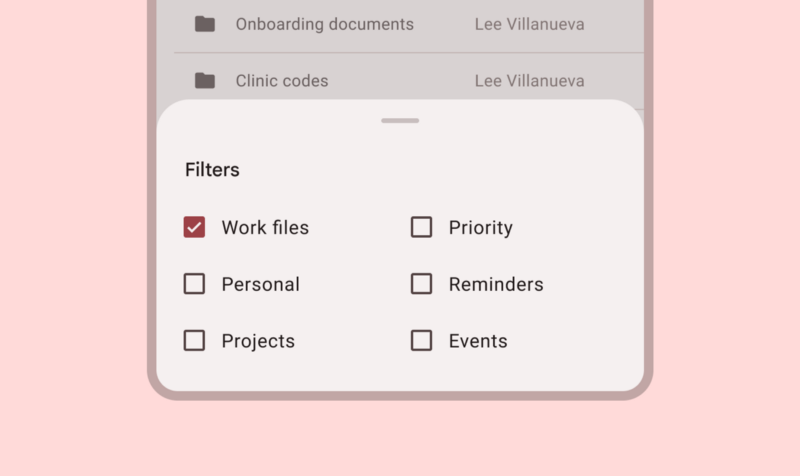 Modal bottom sheet. Image courtesy of: https://m3.material.io/components/bottom-sheets
