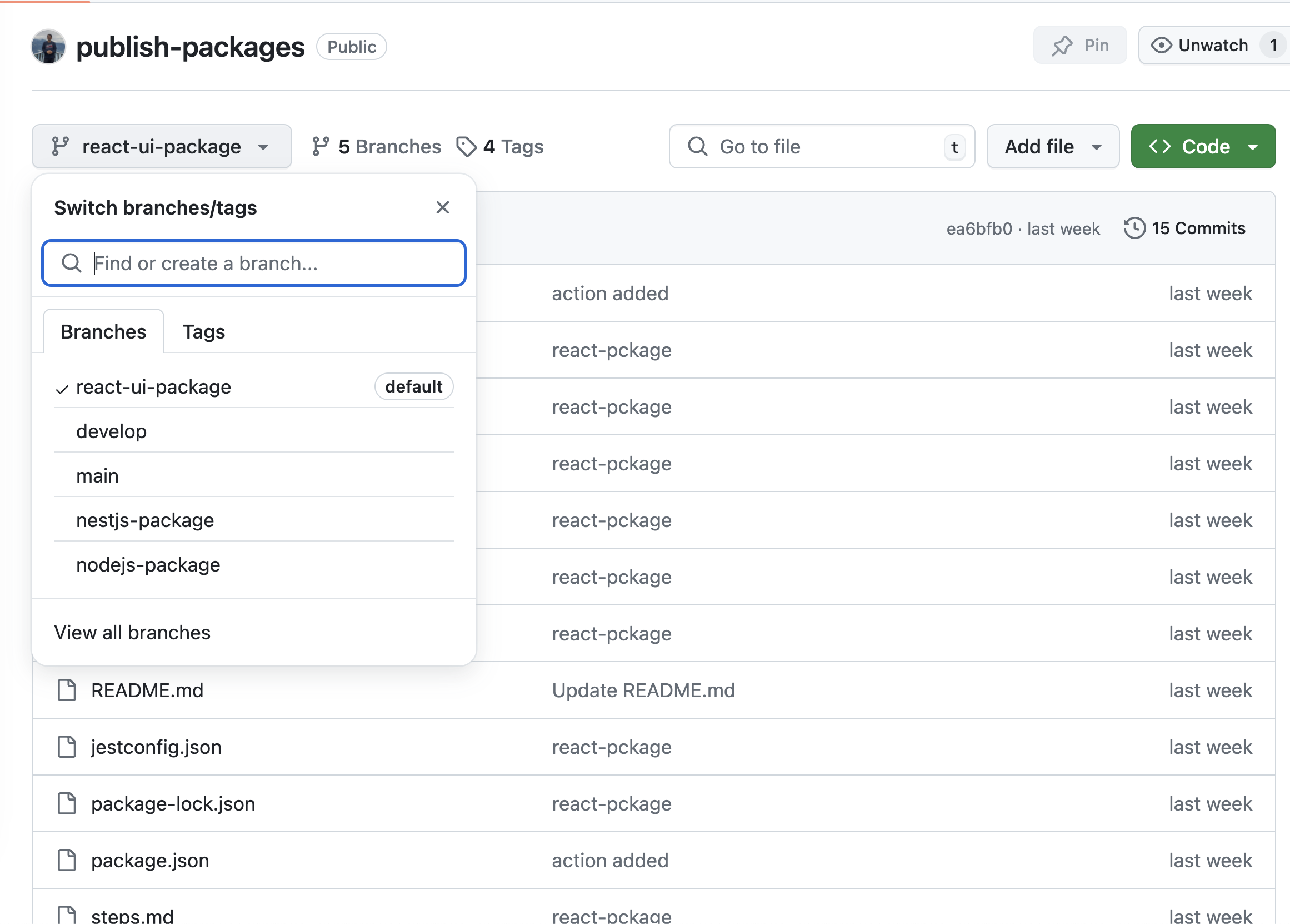 'github repo to play with package'