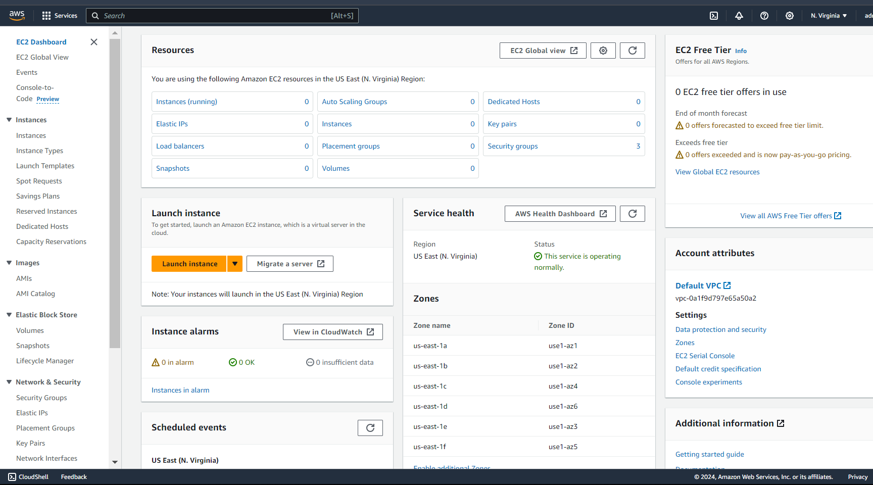Click launch instance button