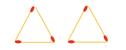 Two Triangles with three matchstics each