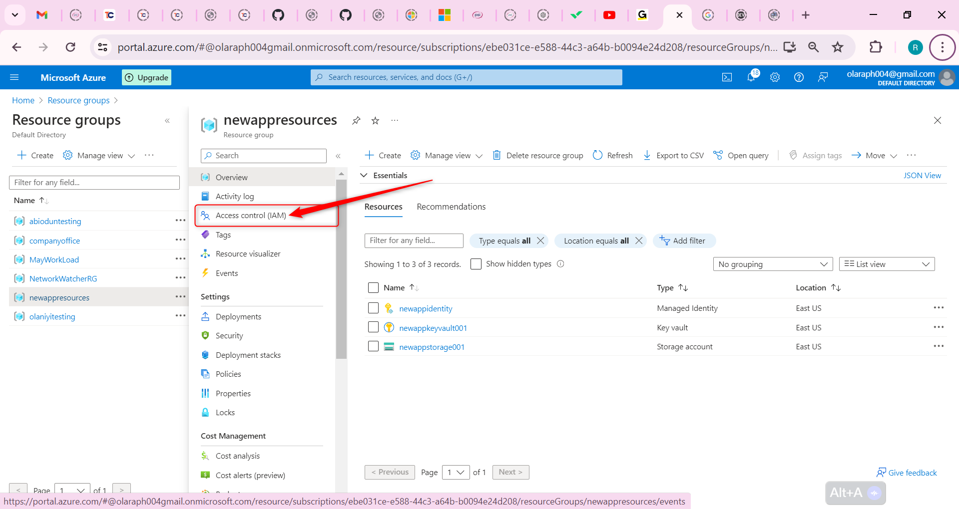 Access Control (IAM) blade.
