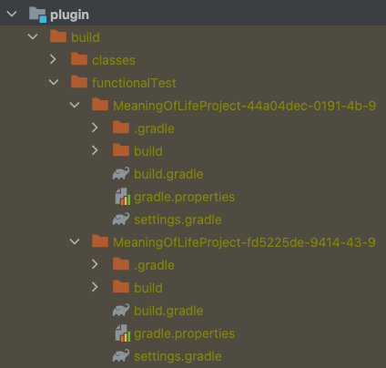 Screencap of project’s build dir in IDE, showing the generated files