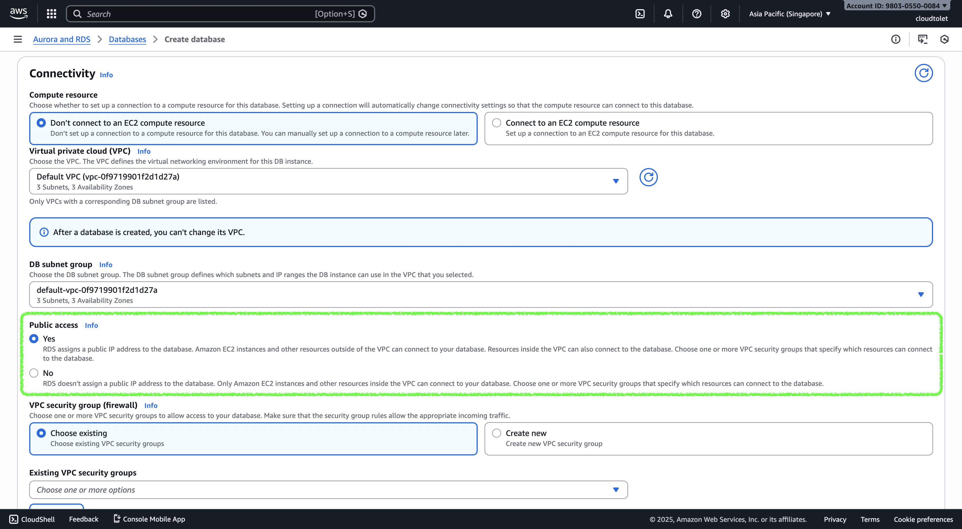 Connectivity settings