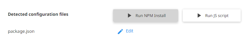 Configuration file tab in cPanel Node.js