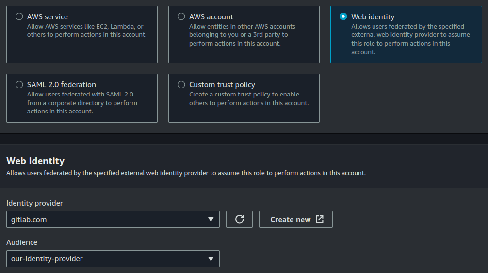 AWS Roles web identity